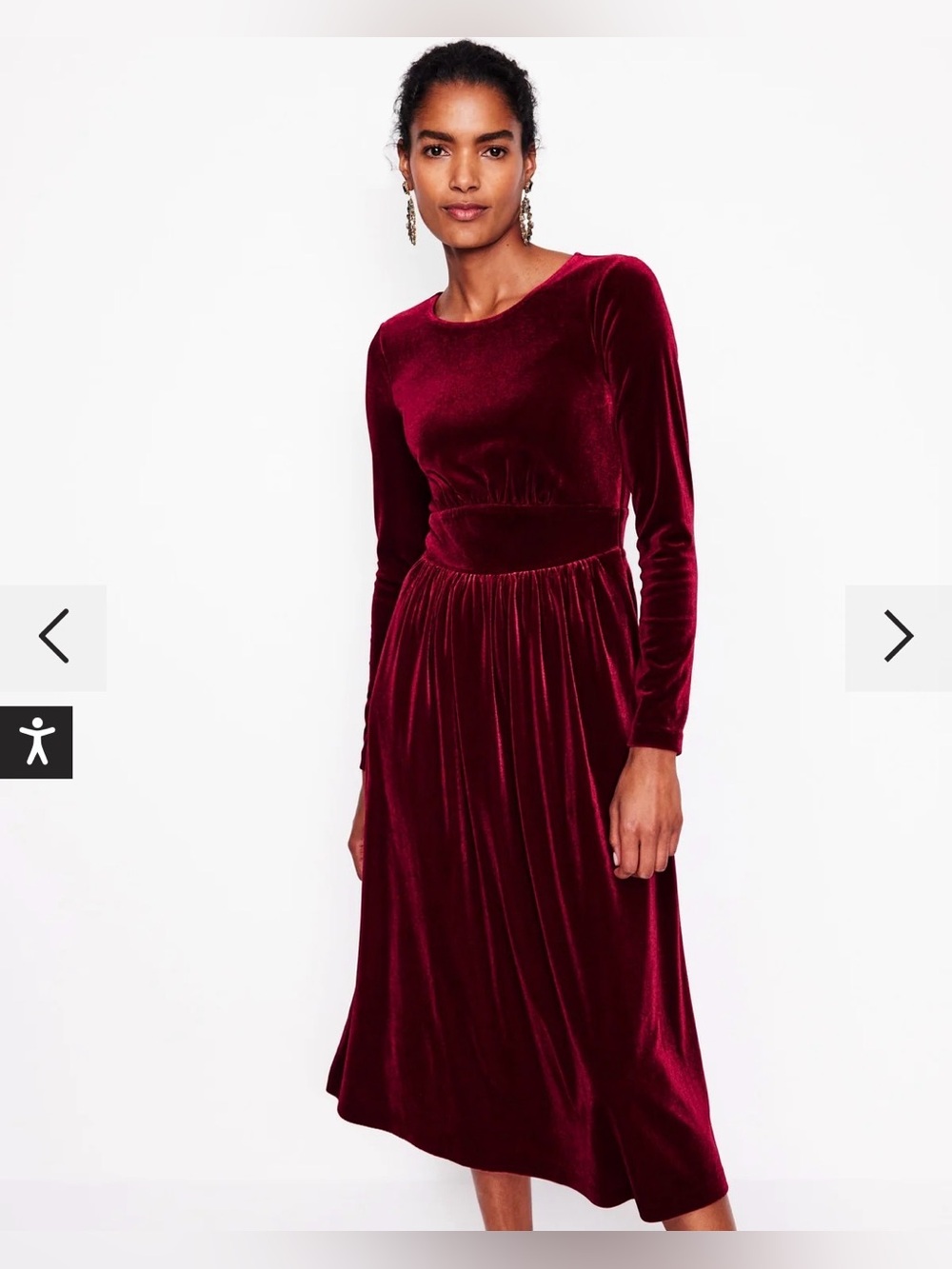 Boden Velvet Long Sleeve Thea Midi‎ Dress Cabernet 6
